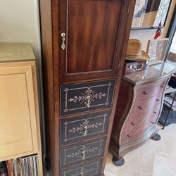 DRAMATIC PRICE DROP Free-standing Cabinet, Hand-stenciled “whiskey-birch”-colored Wood