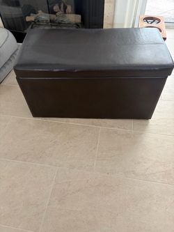 Brown Faux Leather Storage Ottoman