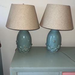 2 Nautical Shell Seaside Lamps 