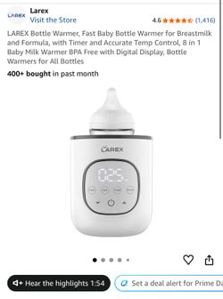 LAREX Bottle Warmer, Fast Baby Bottle Warmer for Breastmilk and Formula, with Timer and Accurate Temp Control, 8 in 1 Baby Milk Warmer BPA Free with D