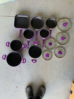 Chefs Star 13 Piece Nonstick Aluminum Cookware Set Purple Pots Pans Lids