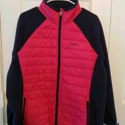 Lauren Ralph Womens Pink Blue Fleece Puffer Jacket