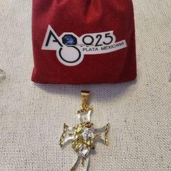 Two-Tone Gold and Silver Cross Pendant