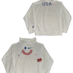 Nike Team USA Olympic Team White Pullover Hoodie Sweatshirt Mens Small $100 MSRP