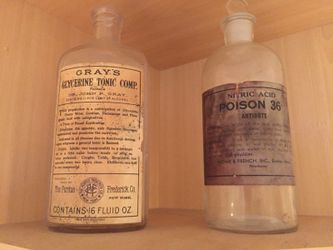 Old glass antique bottles