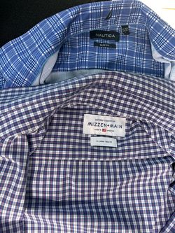 Mizzen+Main Leeward Plaid Dress Shirt XL Trim Fit