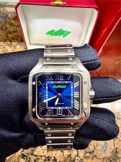 Silver Men’s Luxury Watch Blue Face 41MM