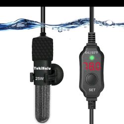 Yukihalu Small Submersible Aquarium Heater, Adjustable Mini Fish Tank Heater 25W