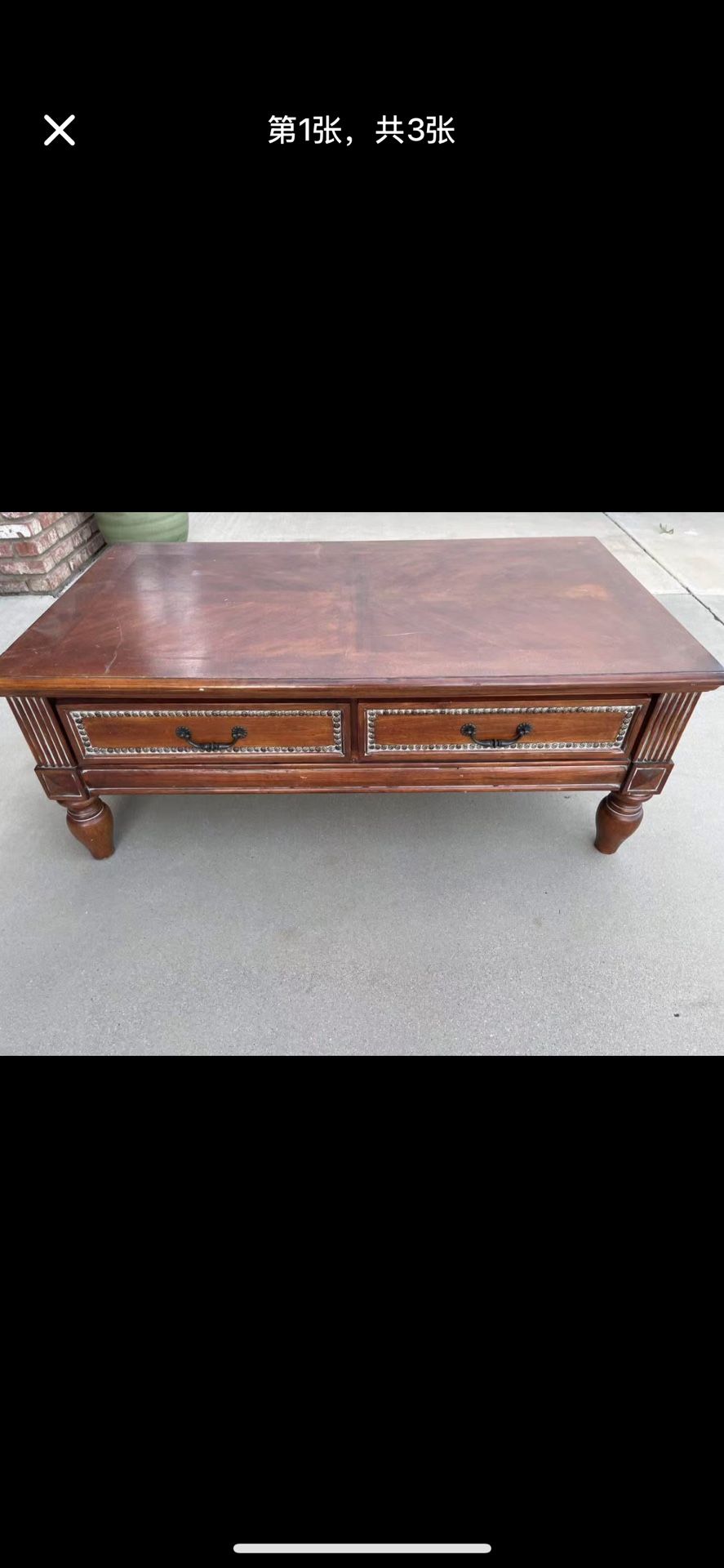 Coffee table, length 50, width 28, height 19”
