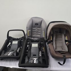 Evenflo Litemax 30 infant carseat in Dessert Tan with two bases