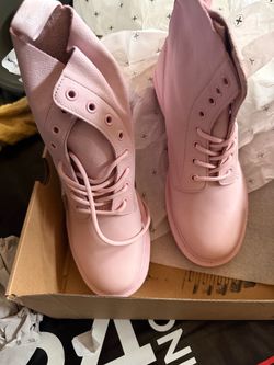 Dr. Martens Pink Leather Lace-Up Boots