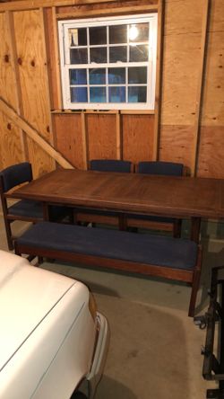 Pine Factory Table and Chairs