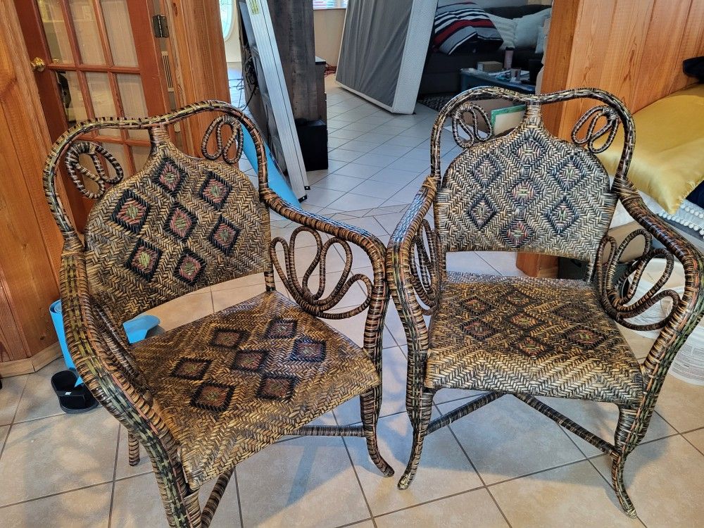 2 X Sturdy Wicker Chairs, Used