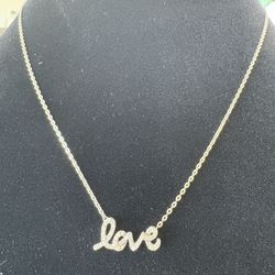 Sterling Silver Diamond Love Necklace 