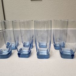 Libbey Carrington Rare Light Blue Glass. Set of 7. Very good condition.