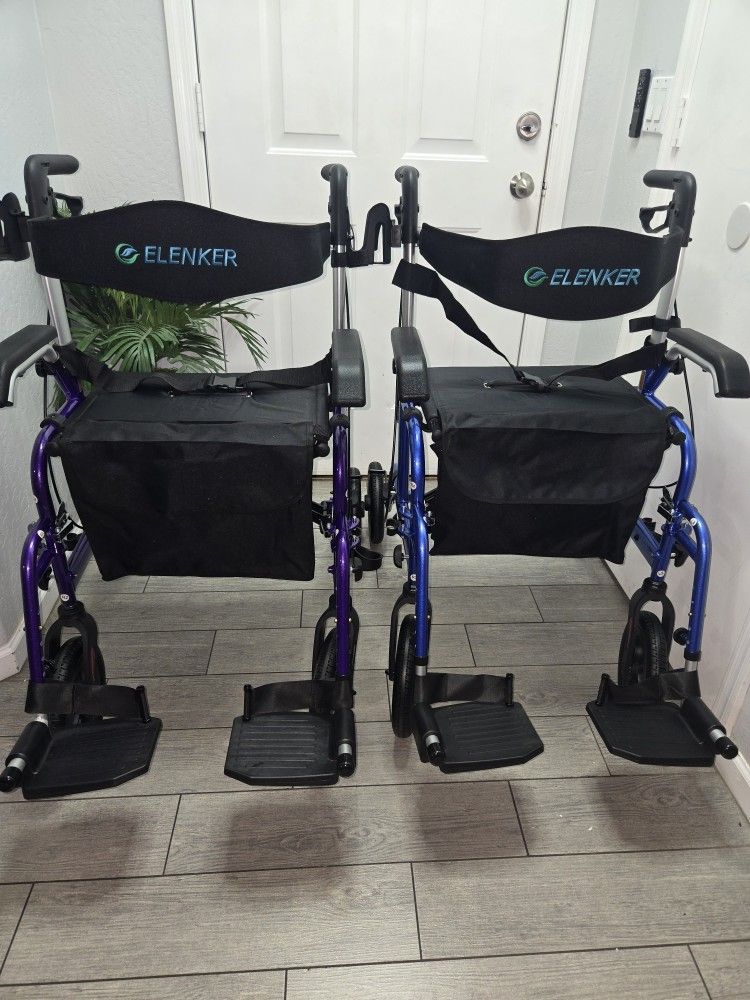 ELENKER 2 in 1 Rollator Walker & Transport Chair