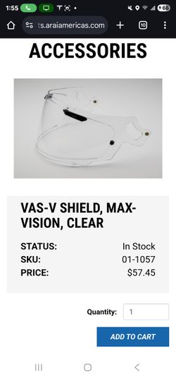 ARAI - VAS-V SHIELD, MAX VISION, CLEAR - LIKE NEW