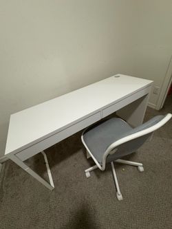 IKEA White Desk with 2 Drawers and Chair – Home Office