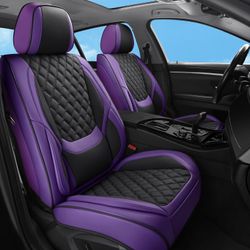 SXIKIN Universal *2 FRONT* Car Seat Covers PU Leather Black and Purple