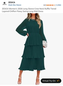 ZESICA Women's Ruffle Tiered Layered Chiffon  Dress