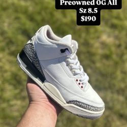 Jordan 3 White Cement Like New Size 8.5