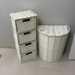 Bathroom 4-drawer Cabinet & Laundry Hamper