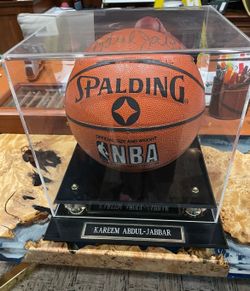 Kareem Abdul-Jabbar Los Angeles Lakers Autographed Authentic Spaulding NBA Official Game Basketball HOF MVP with JSA COA with Custom Display case.