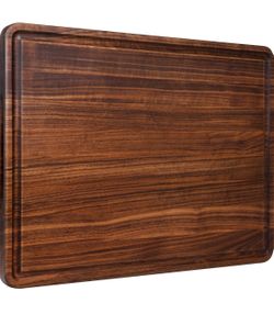XL Large Walnut Wood Cutting Board for Kitchen 20x15 (Gift Box) with Juice Groove Handles Non-slip Mats Thick Reversible Butcher Block Chopping Board