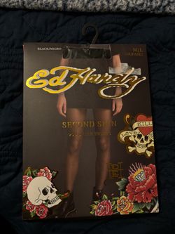 Ed Hardy Second Skin Sheer Tights Black M/L