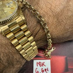 18K Solid Gold Bracelet For Wedding 6.6Gr 8 Inches Long 