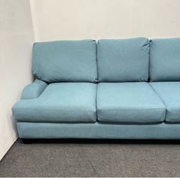Living Spaces 3-Piece Sectional Sofa + Ottoman | Freshly Cleaned | 11.5’ x 9’ Teal Blue | Delivery Available