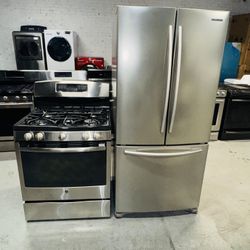 Samsung and GE refrigerator (32x68x27 cm) and stainless steel natural gas stove, receipt for 30 days warranty