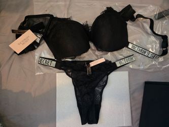 Victoria’s Secret Black Lace Push-Up Bra 34C & Panty Set – New