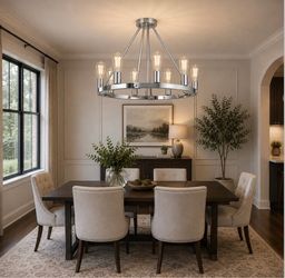 Brand New Modern Chrome 6-Light Ring Chandelier – Dining Room / Kitchen
