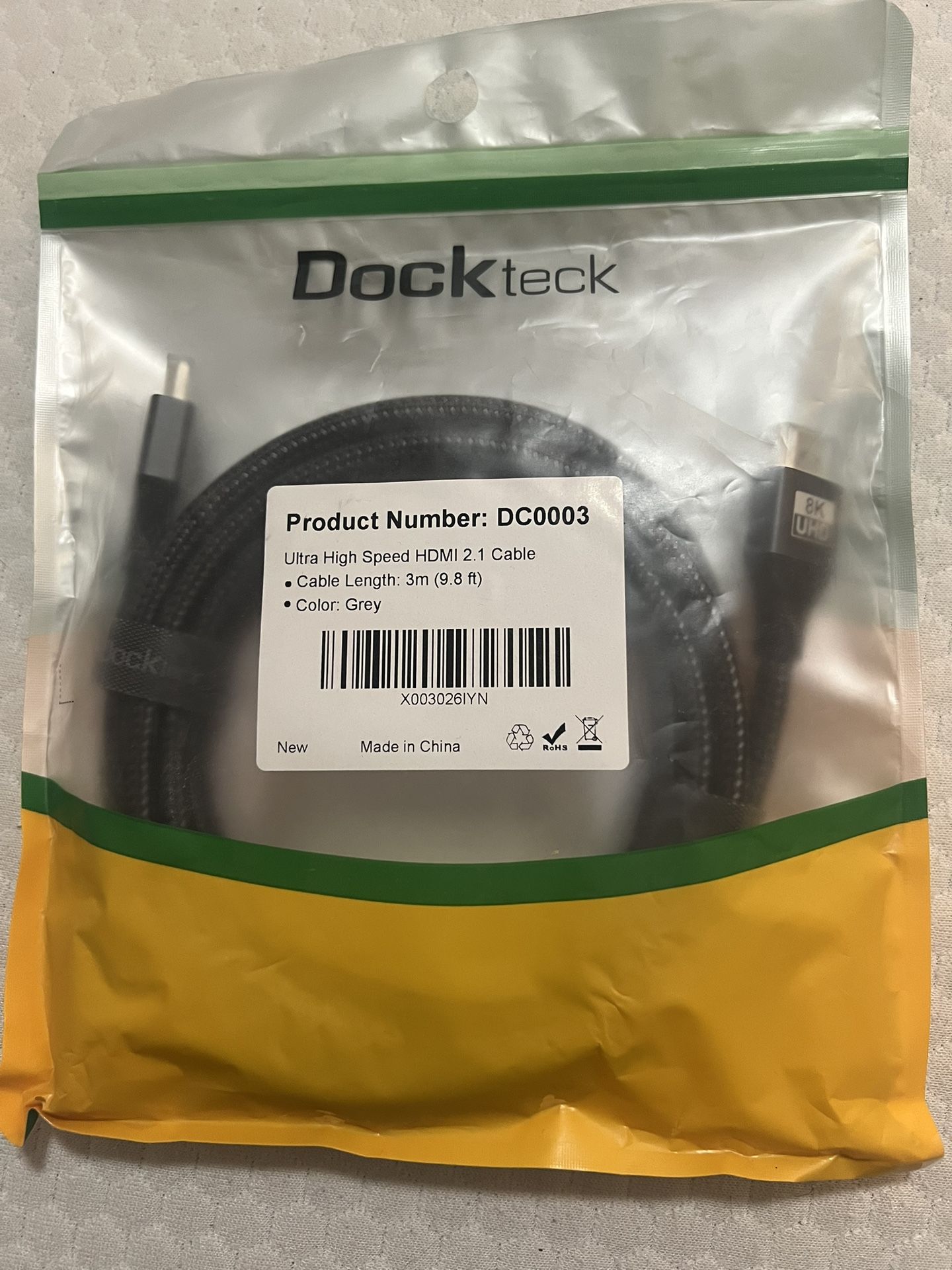 Dockteck 8K HDMI To HDMI Cable Braded Cord