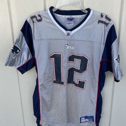 Rare VTG Reebok NFL New England Patriots Tom Brady 12 Silver Jersey Mens XL 
