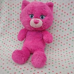 Build A Bear Neon Pink Big Head Kitty Cat Color Popz Razzy Berry Plush 20"