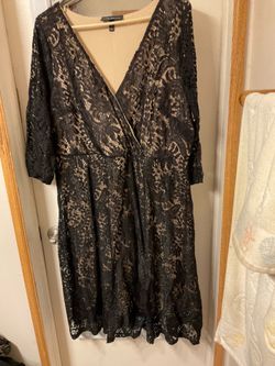Dressy black lace dress with nude lining