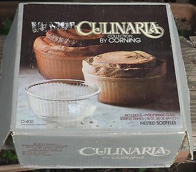 Culinaria by Corning (3) pyrex nested souffle dishes