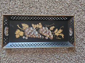 Tray Tole Hand Painted Signed