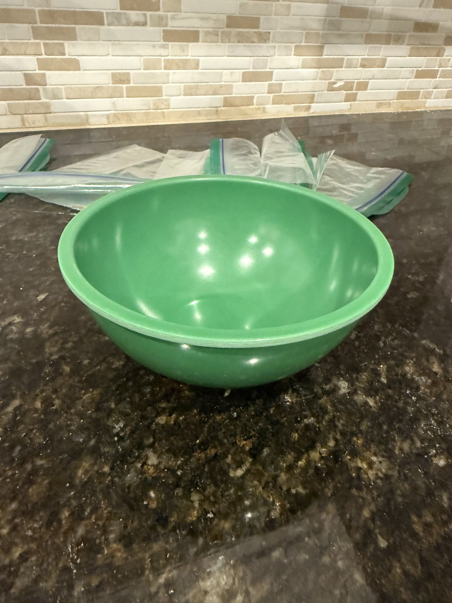 small green mixing bowl
