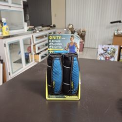 "NEW " 2 LB Pair Of Walking Weights With Hidden Storage Pocket-Total 4 LBS By SPRI Ignite
