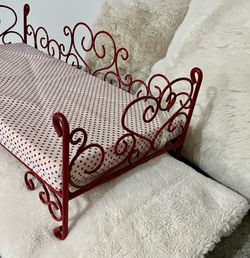 OG American Girl BATTAT METALLIC RED  SWEET DREAMS METAL SCROLLWORK DAY BED 