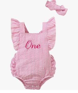 1st Birthday Onesie - Pink Gingham