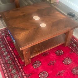 Fama Creations Handmade Wood Coffee Table and Matching side Table Set