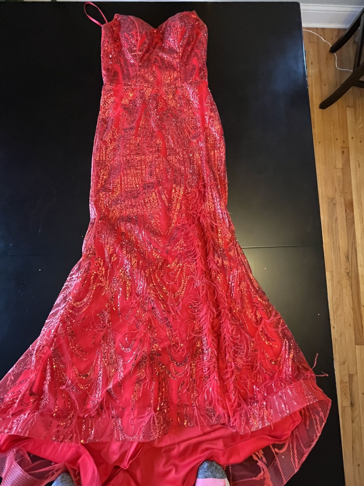 Red Mermaid/Trumpet Strapless Tieback Prom Dress/Gown Size 10
