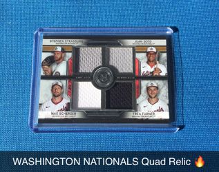 WASHINGTON NATIONALS QUAD RELIC #d 58/99 🔥🔥🔥2020 Topps Museum Collection (Juan Soto, Max Scherzer, Stephen Strasburg & Trea Turner )