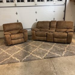 Manual Recliner Sofa & Chair Set – Very Comfortable & Clean