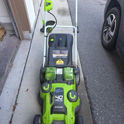 Greenworks  20in Battery Operated Lawnmower With Batteries And Charger