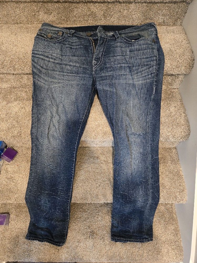True Religion Size 36 Ricky Relaxed Straight Jeans